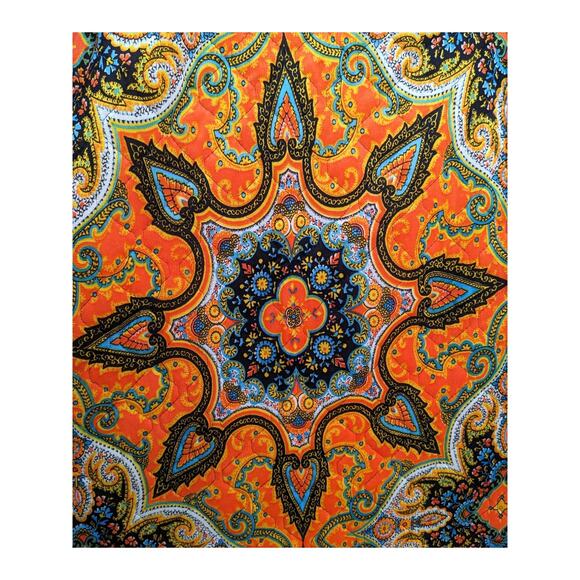 Vintage 1970's QUILTED MAXI SKIRT ~ Bright Psychedelic Mandala Design ~ XX-SMALL - Picture 1 of 7